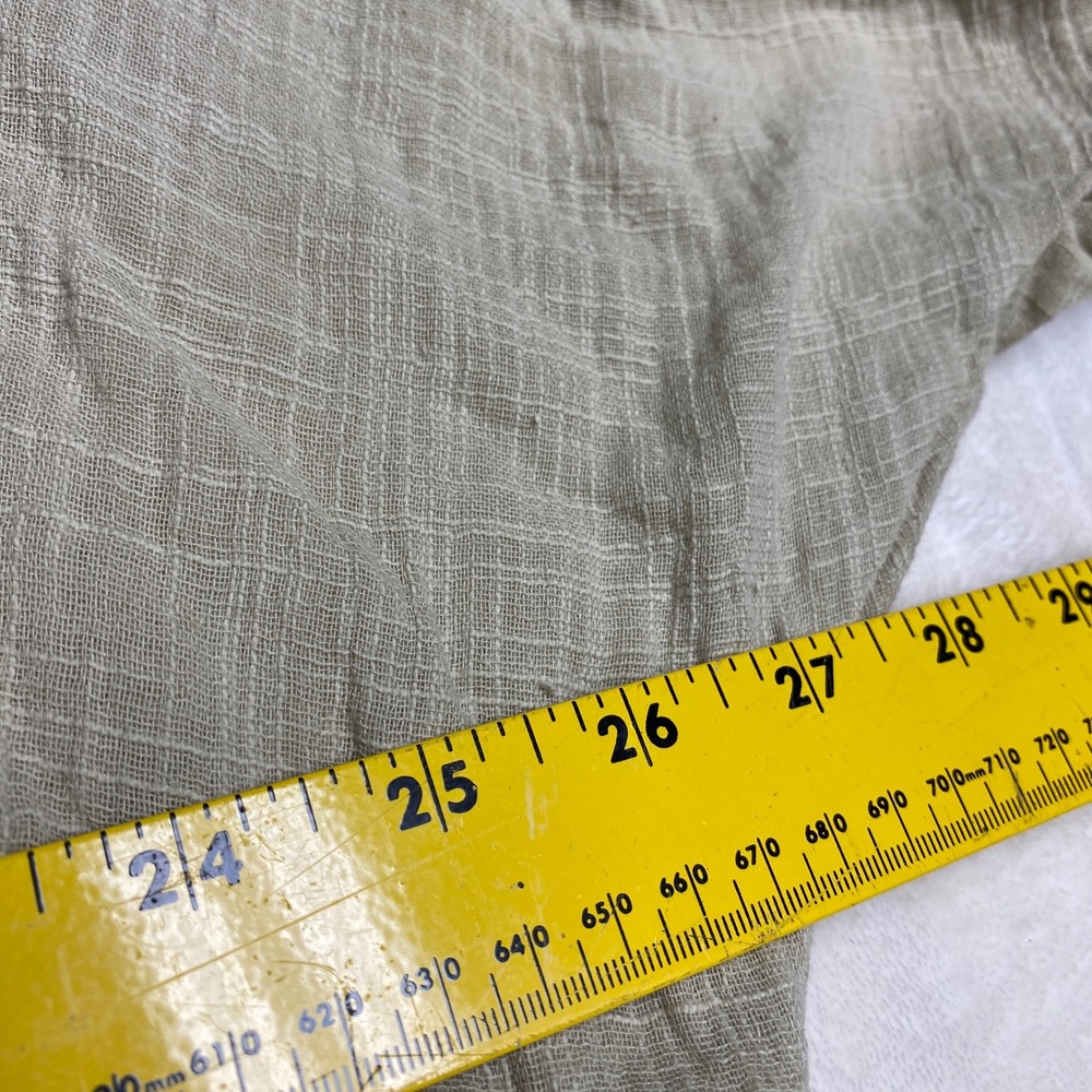 Heyson L Women's‎ Beige Long Sleeve Button Up Top Shirt Distressed Neutral Color - Picture 8 of 11